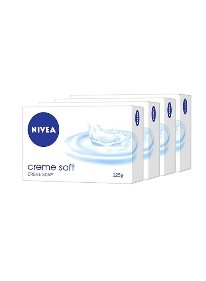 NIVEA Soap, Creme Soft, For Hands And Body, 125g pack of 4 - Image 1
